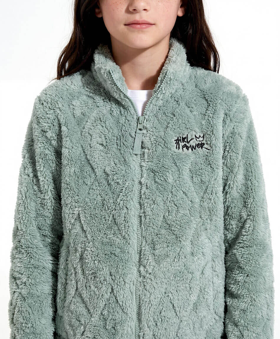 Poler&oacute;n ni&ntilde;a  sherpas rombo  verde