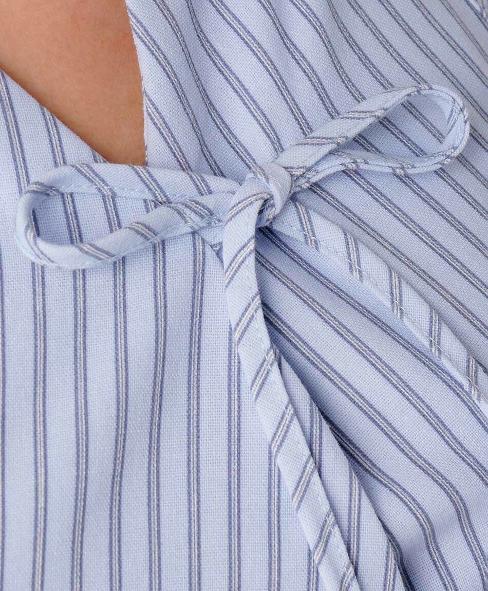 Blusa mujer amarras rayas lino