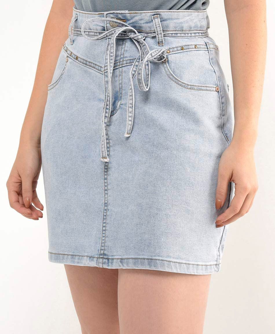 Mini falda mujer denim lazo