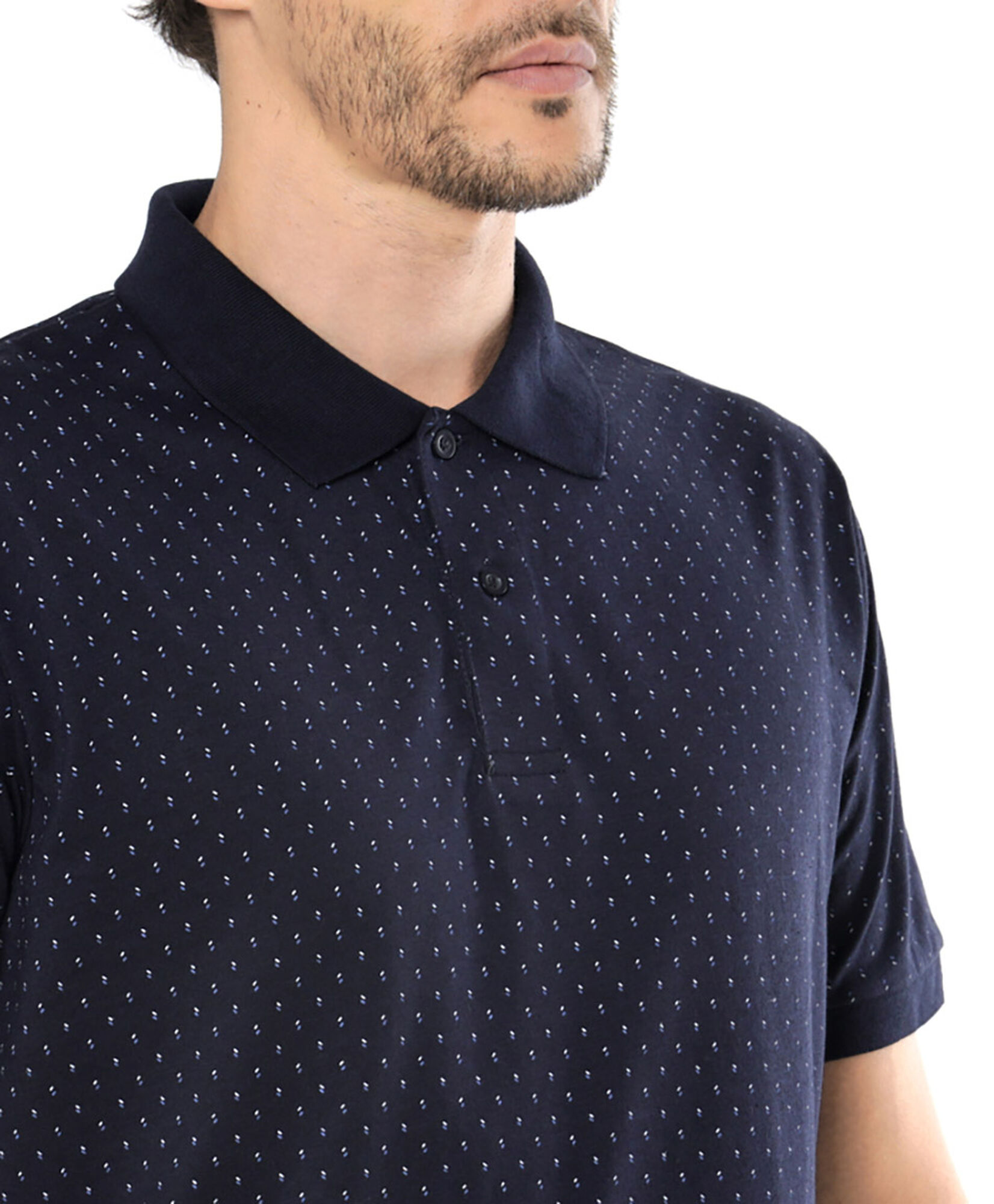 Polera hombre mini print cuello piqué Polera hombre mini print cuello piqué