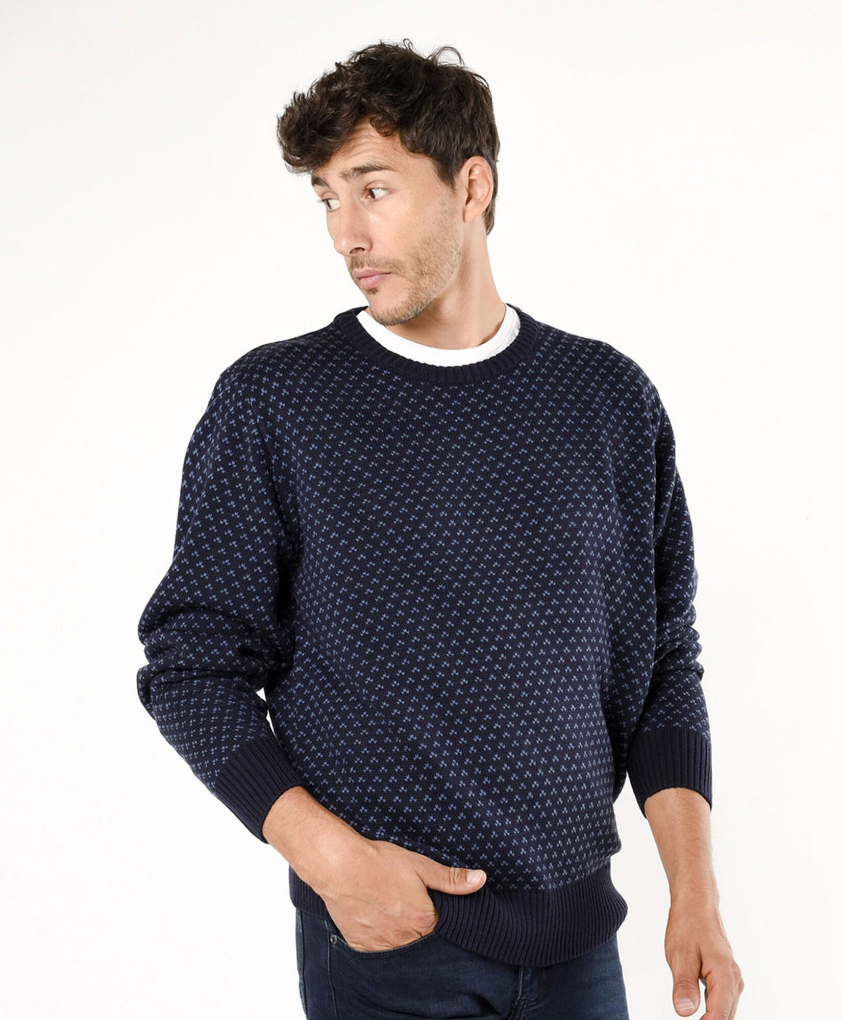 Sweater hombre jacquard puntitos Sweater hombre jacquard puntitos