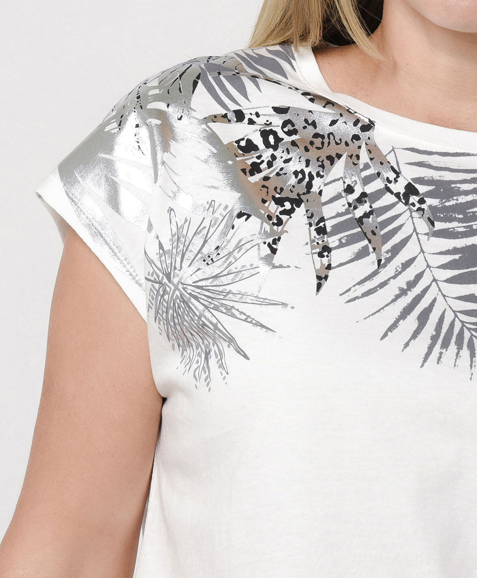 Polera mujer palmera plateada Polera mujer palmera plateada
