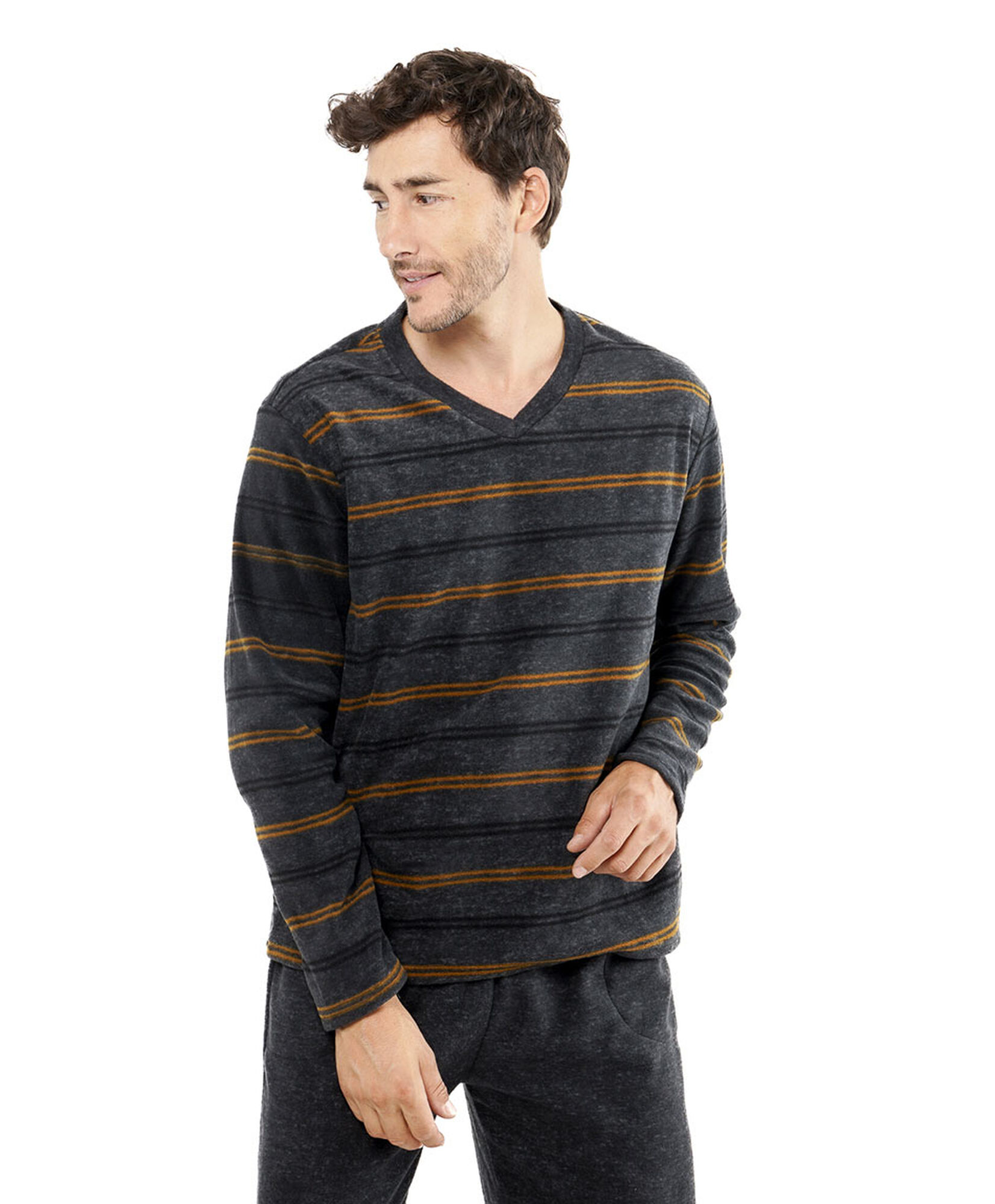 Pijama hombre polar líneas gris Pijama hombre polar líneas gris