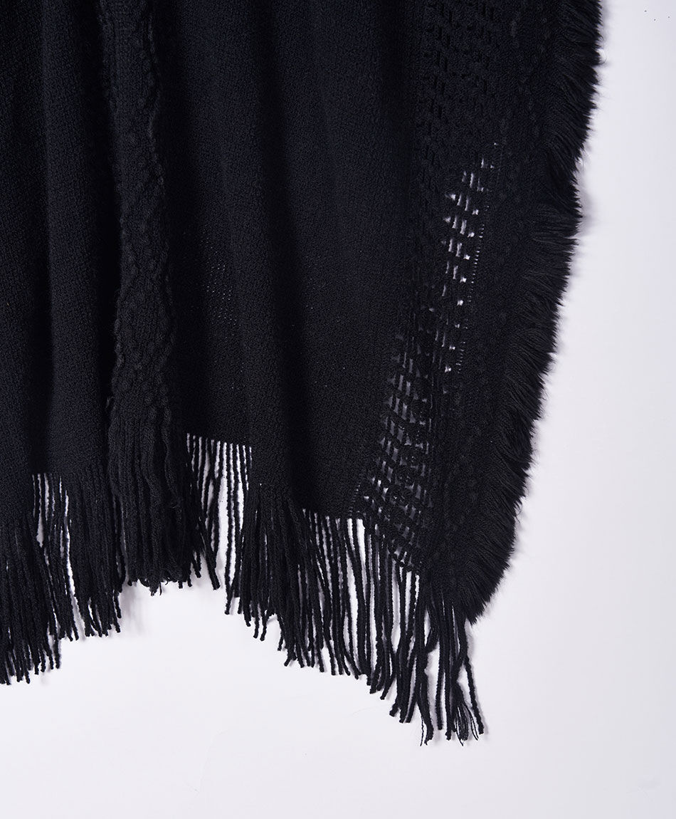 Poncho mujer b&aacute;sico negro