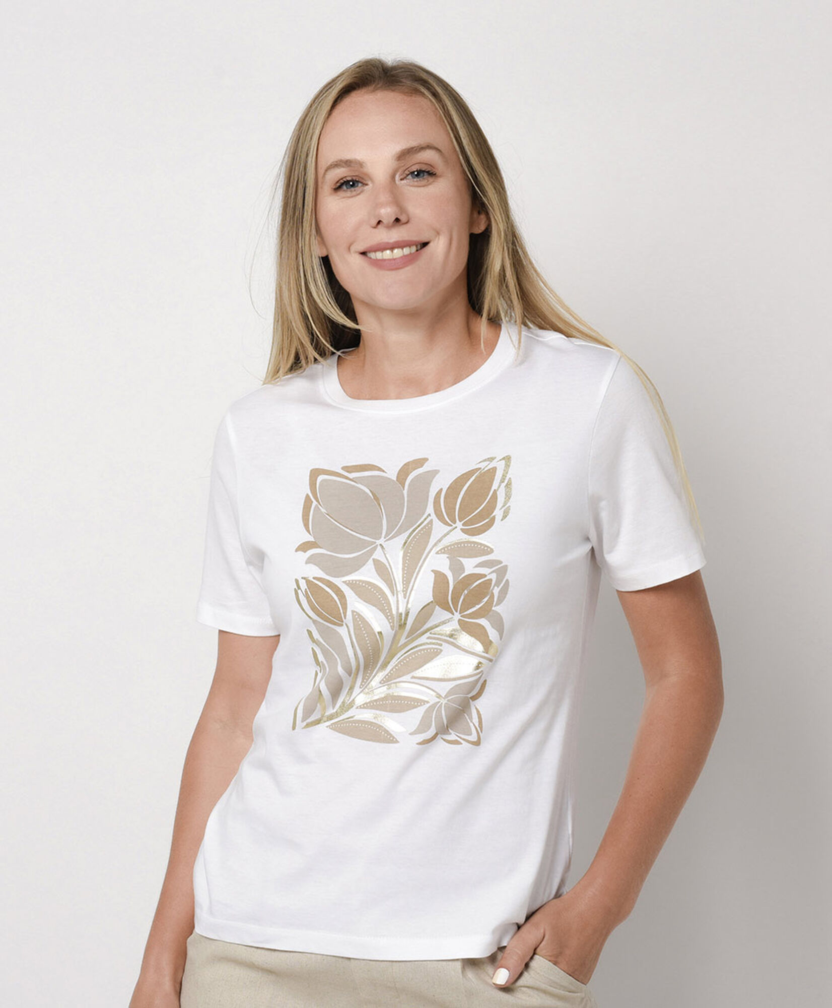 Polera mujer flores gold Polera mujer flores gold