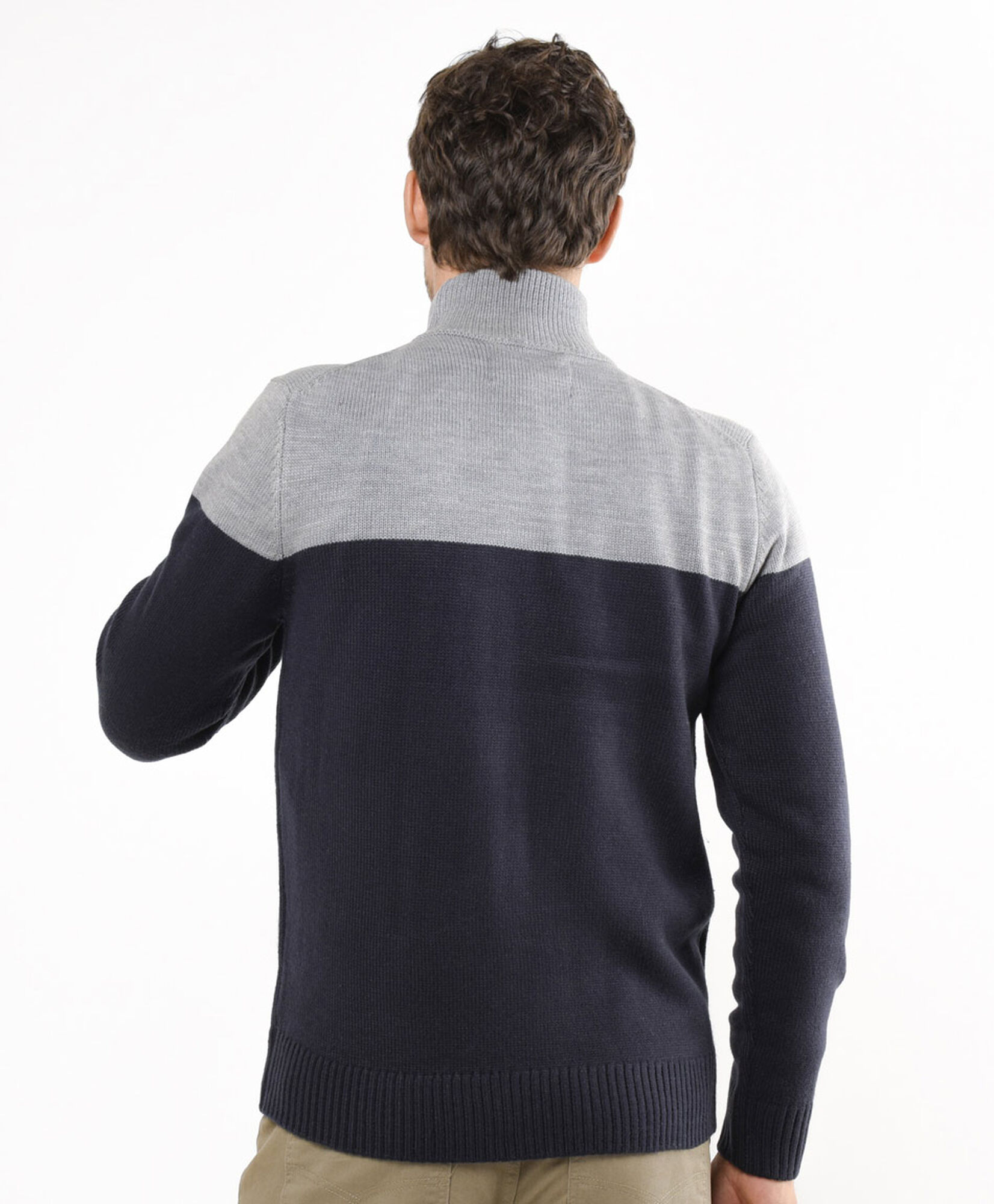 Sweater hombre bicolor medio cierre Sweater hombre bicolor medio cierre