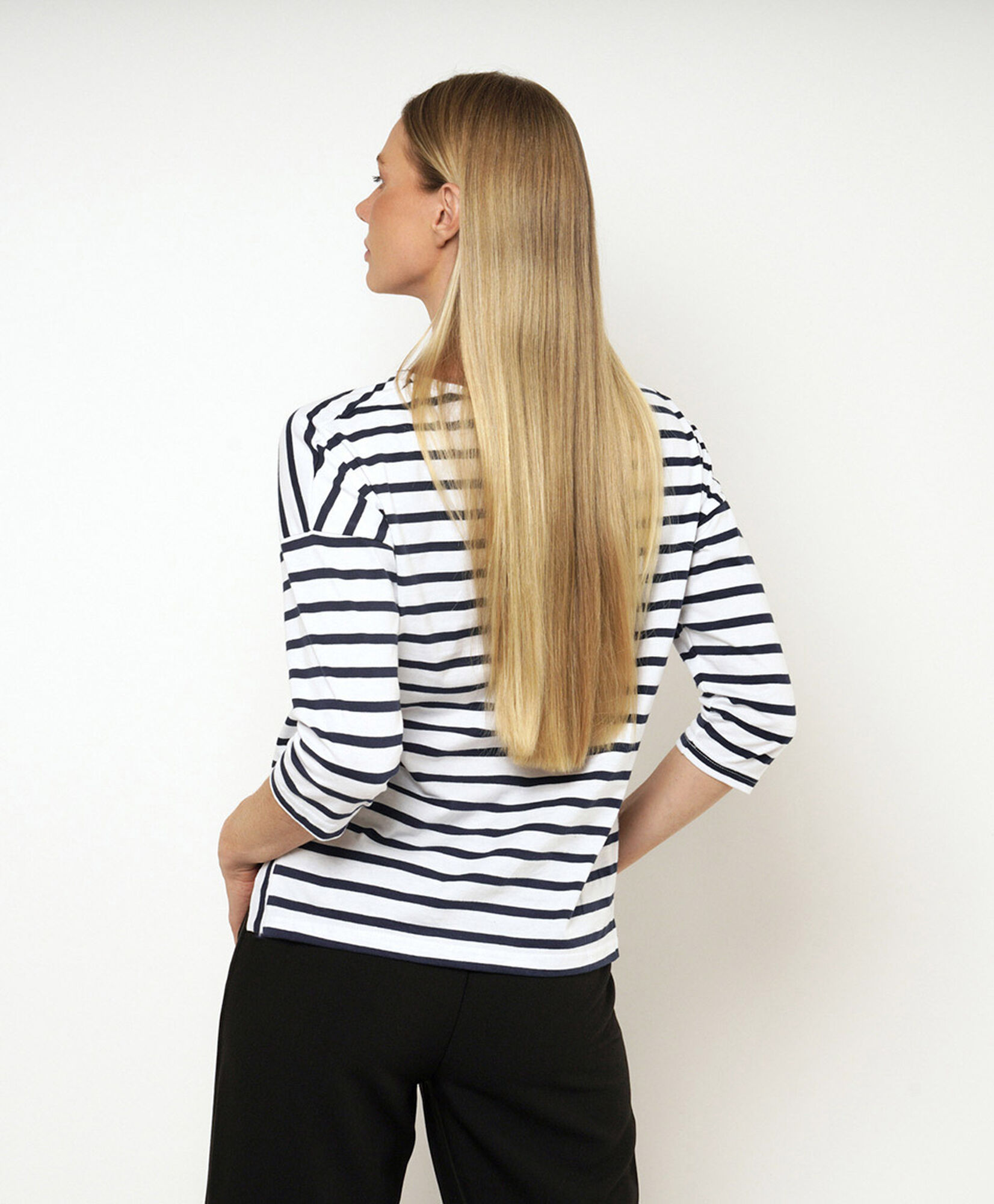 Polera mujer rayas abierta lateral Polera mujer rayas abierta lateral