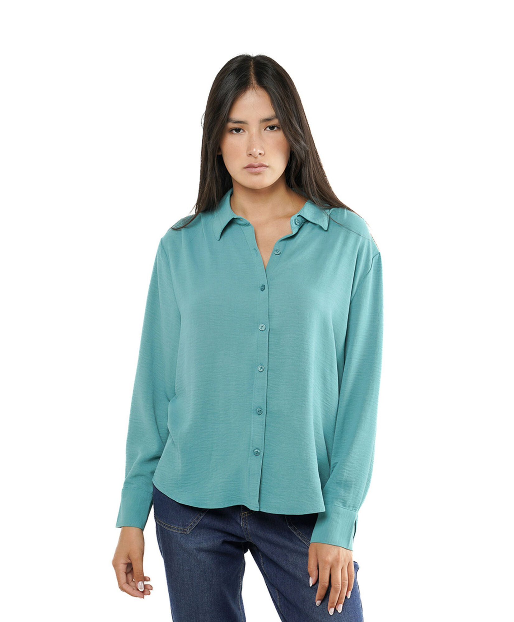 Blusa mujer camisera turquesa Blusa mujer camisera turquesa