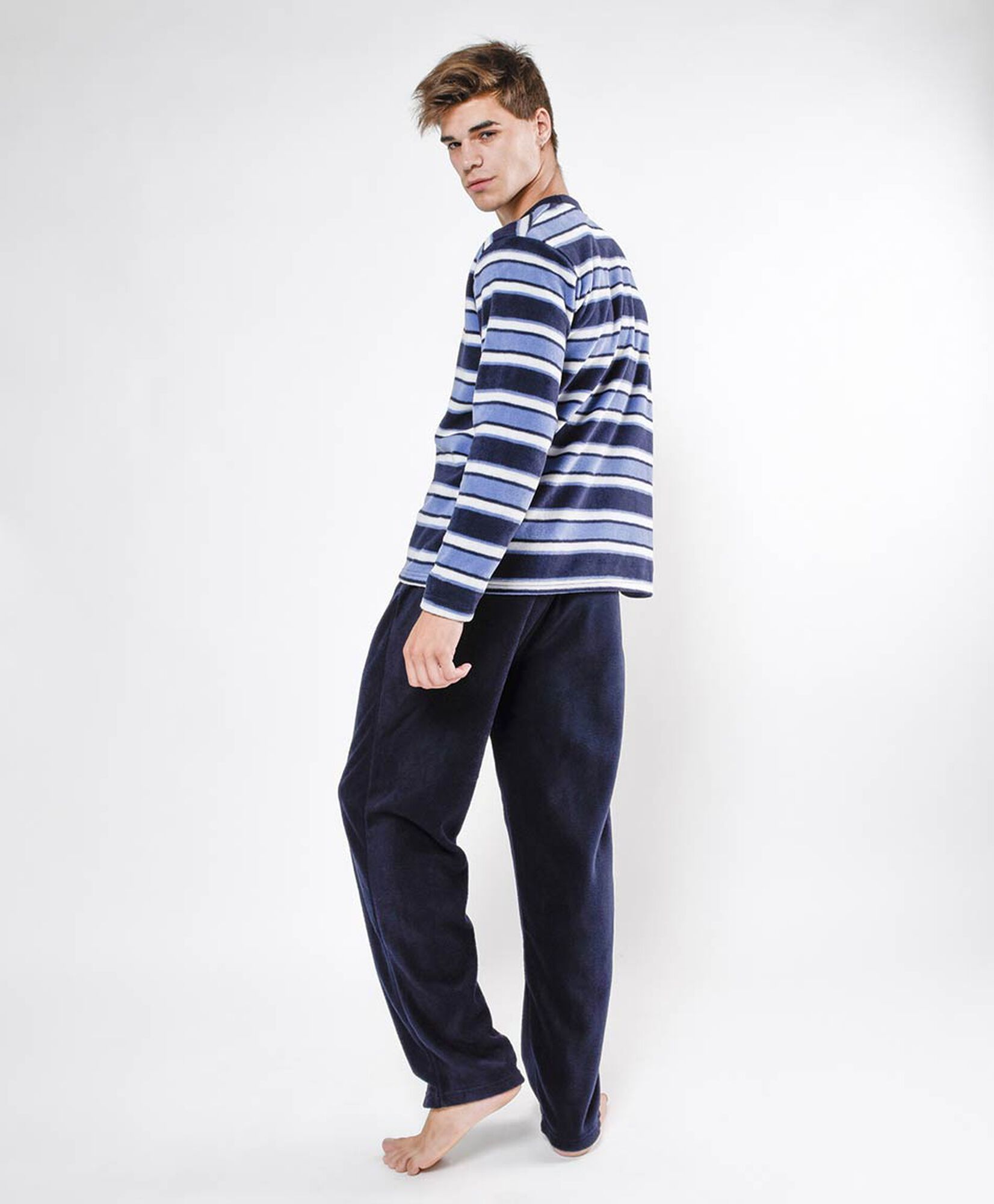 Pijama hombre polar franjas 2 piezas Pijama hombre polar franjas 2 piezas
