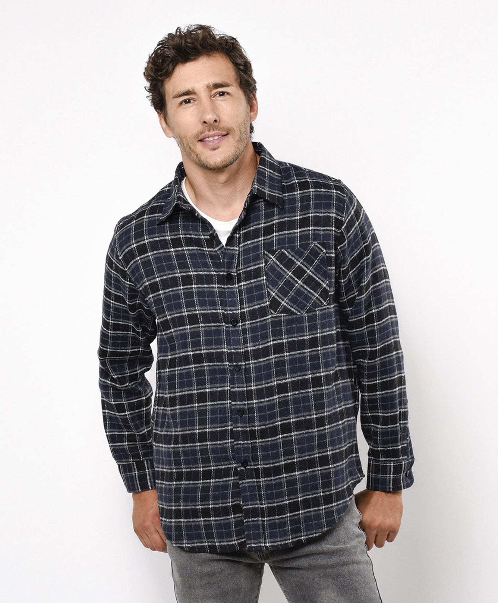 Camisa hombre leñadora azul oscuro Camisa hombre leñadora azul oscuro
