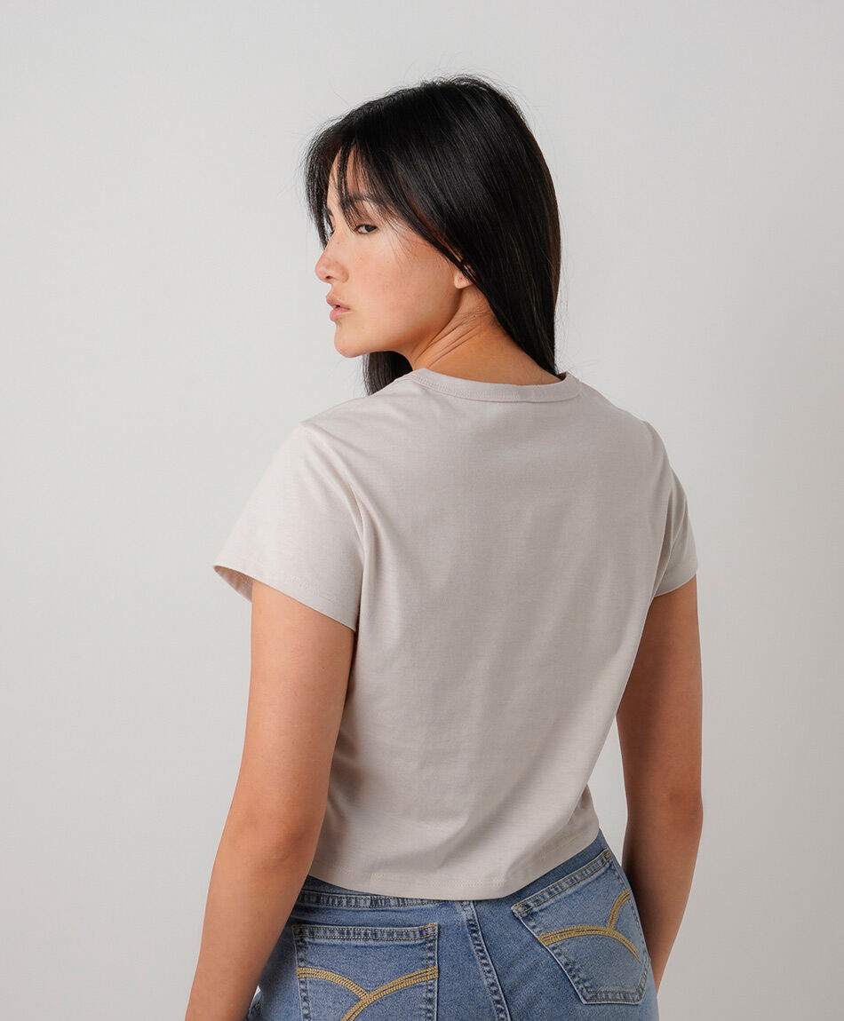 Polera mujer crop gatito