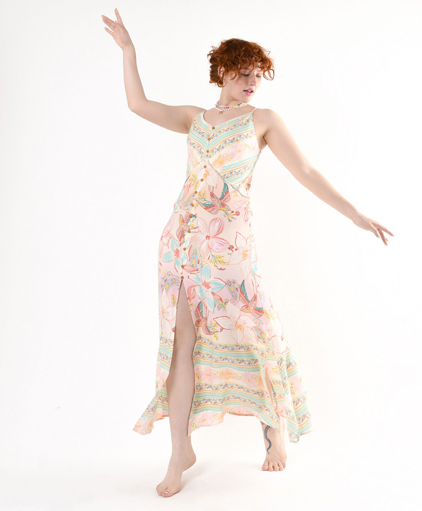 Vestido mujer estampado flores y pájaros Vestido mujer estampado flores y pájaros