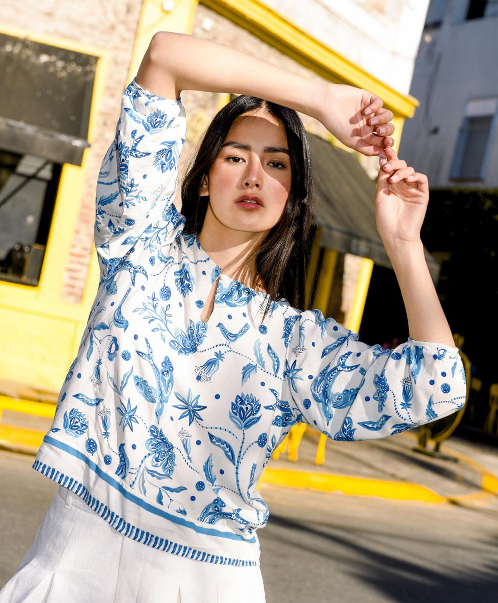 Blusa mujer pajaritos manga globo Blusa mujer pajaritos manga globo