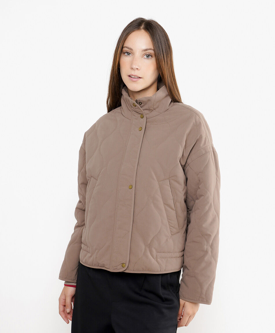 Chaqueta mujer puffer acolchada brown