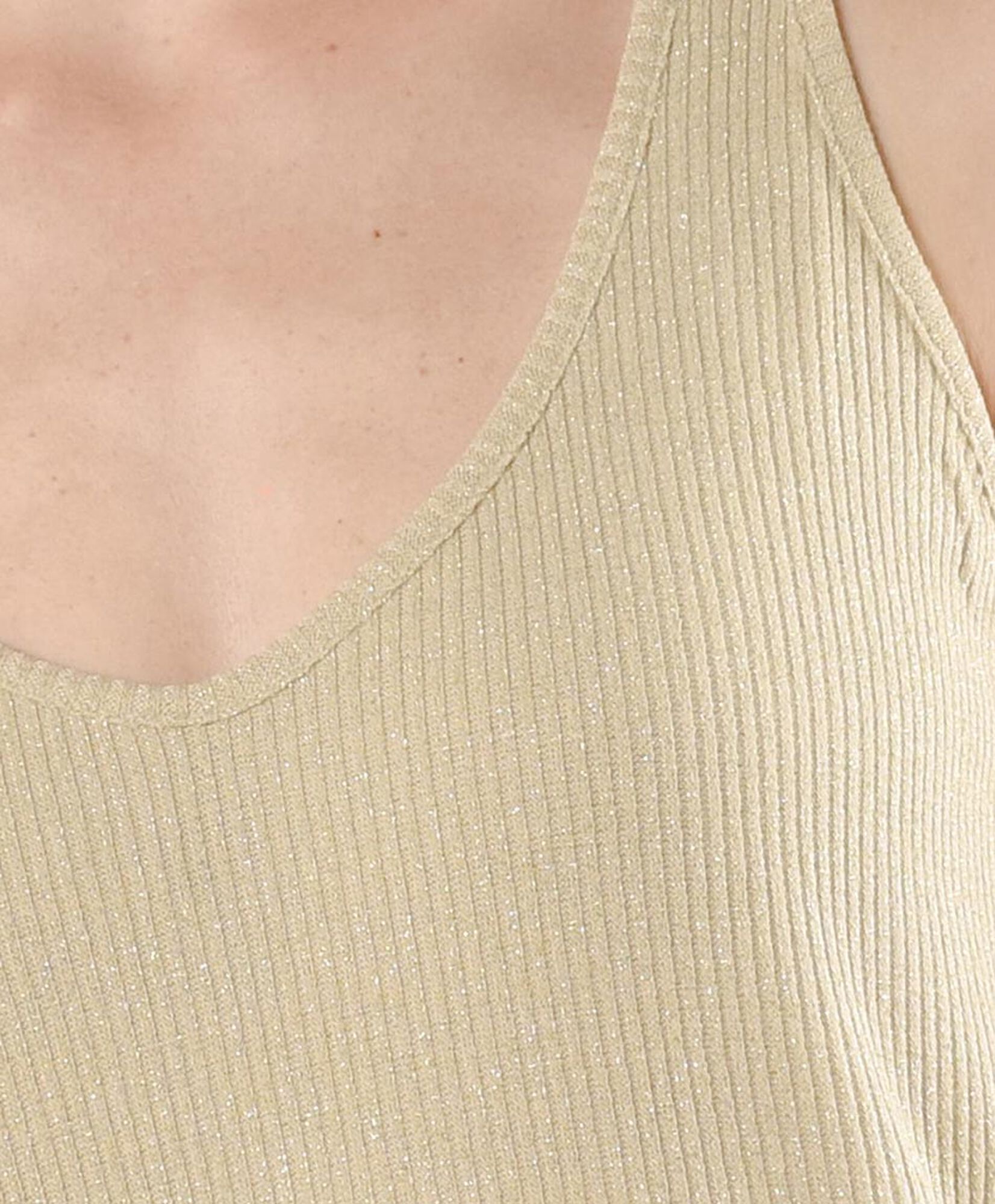 Polera mujer estilo tejida lurex beige Polera mujer estilo tejida lurex beige
