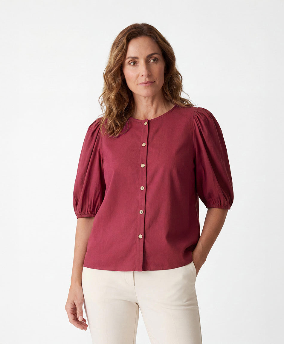 Blusa mujer botones manga globo