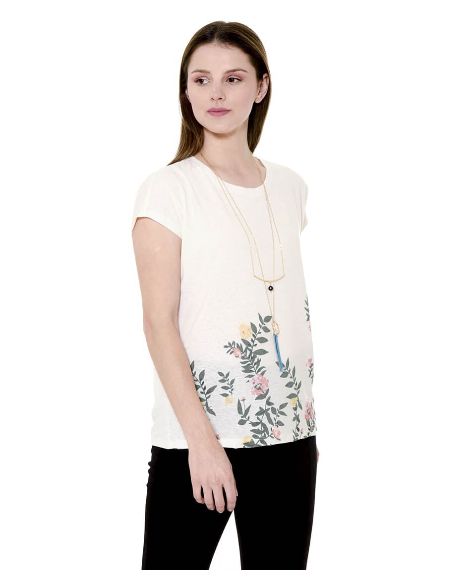 Polera lino flores