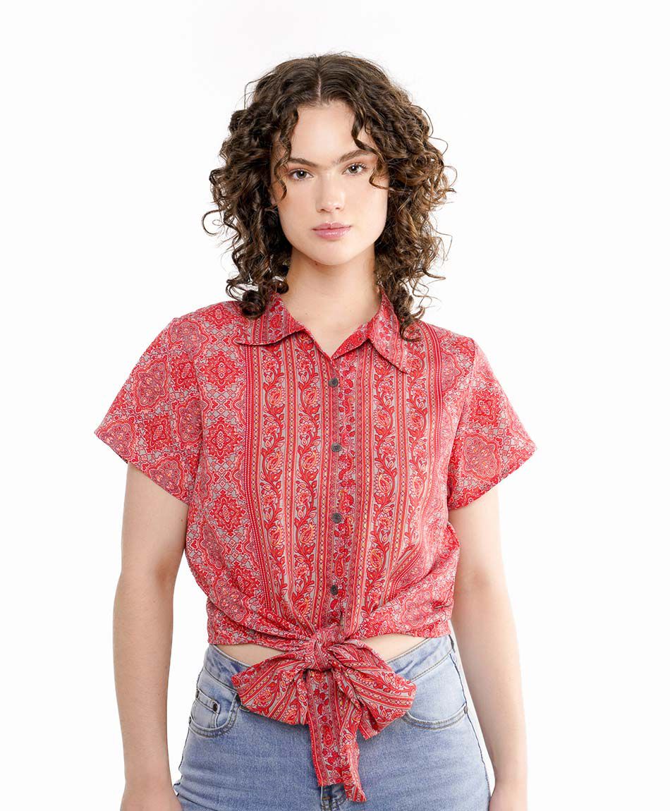 Blusa mujer nudo acinturado