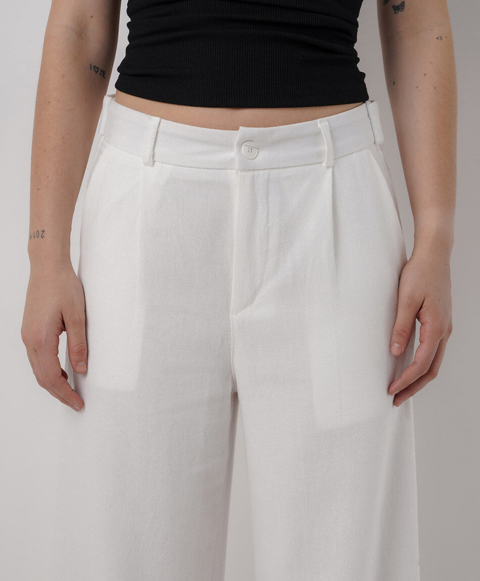 Pantal&oacute;n mujer palazzo blanco