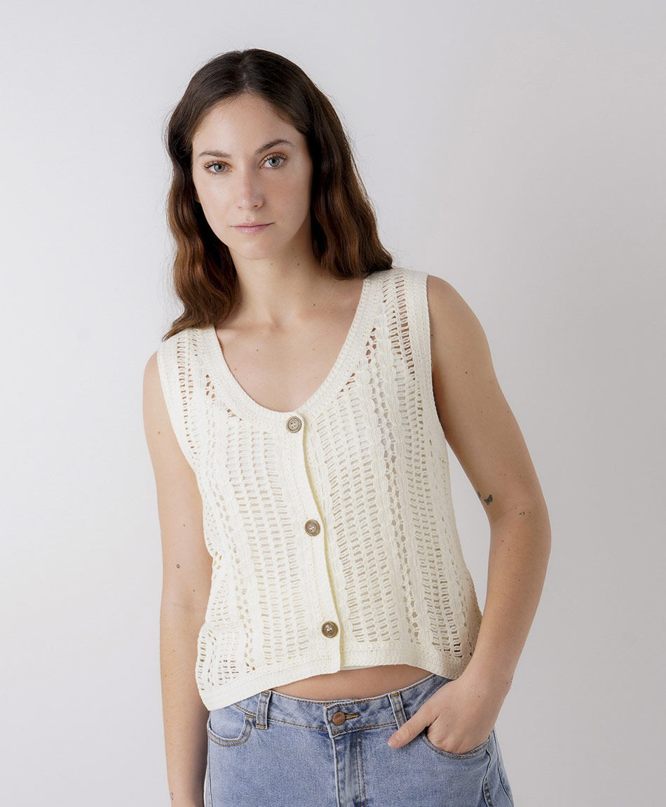 Cardigan mujer calado sin mangas