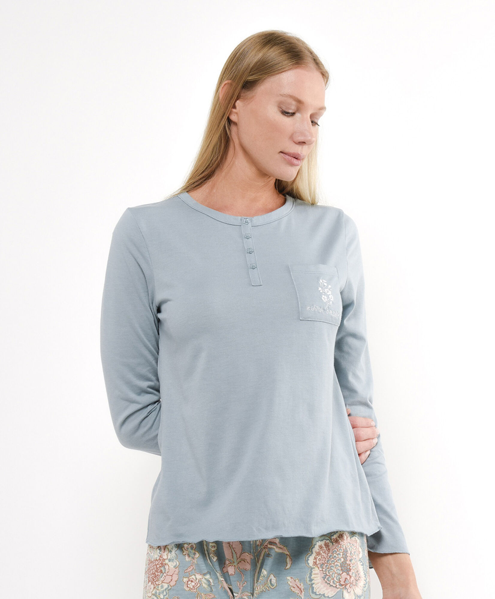 Pijama mujer floreado bolsillo Pijama mujer floreado bolsillo