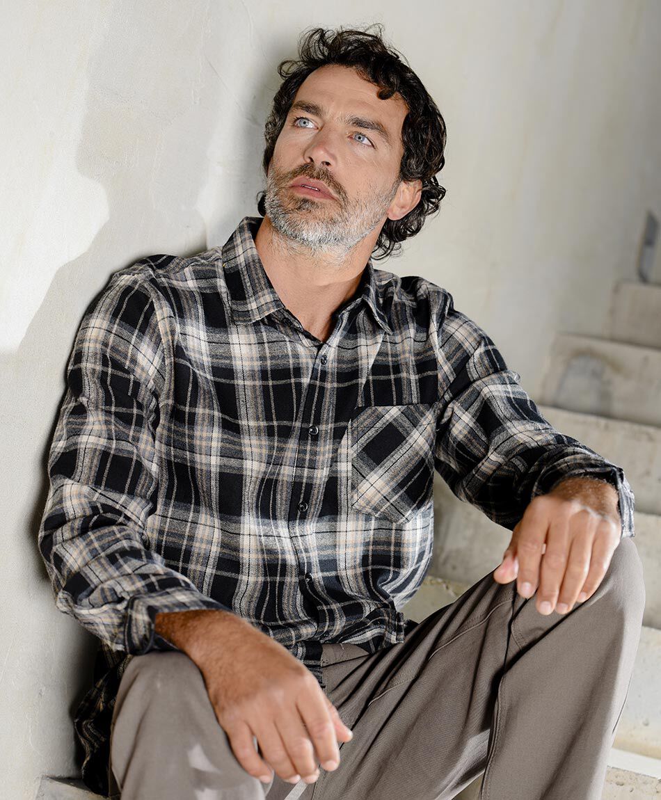 Camisa hombre franela black