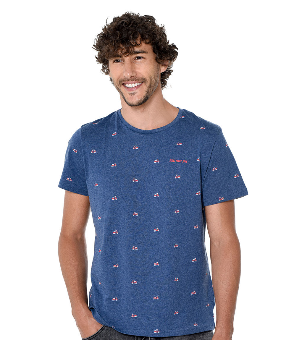 Polera estampada cuello redondo