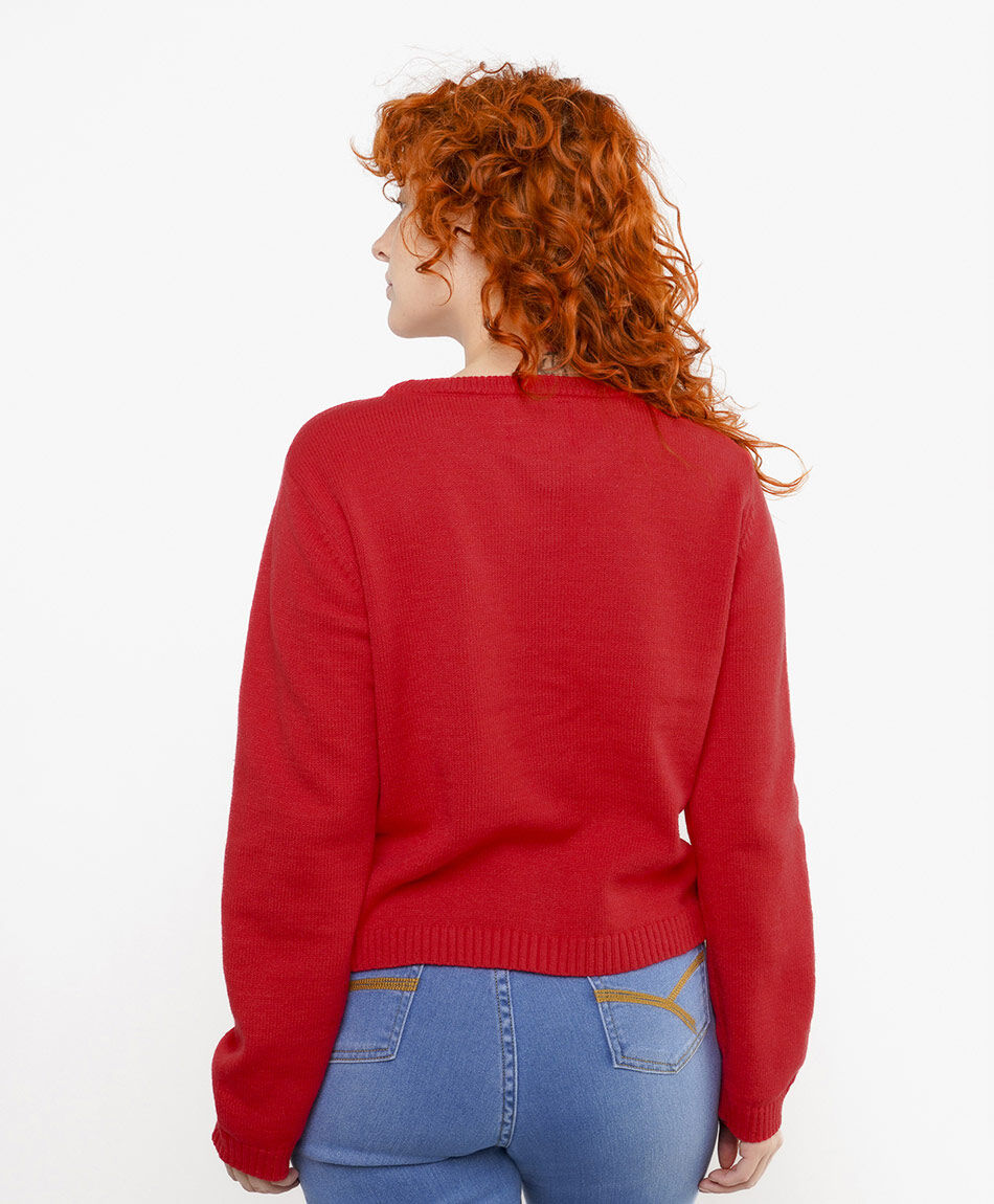Cardigan mujer botones rojo