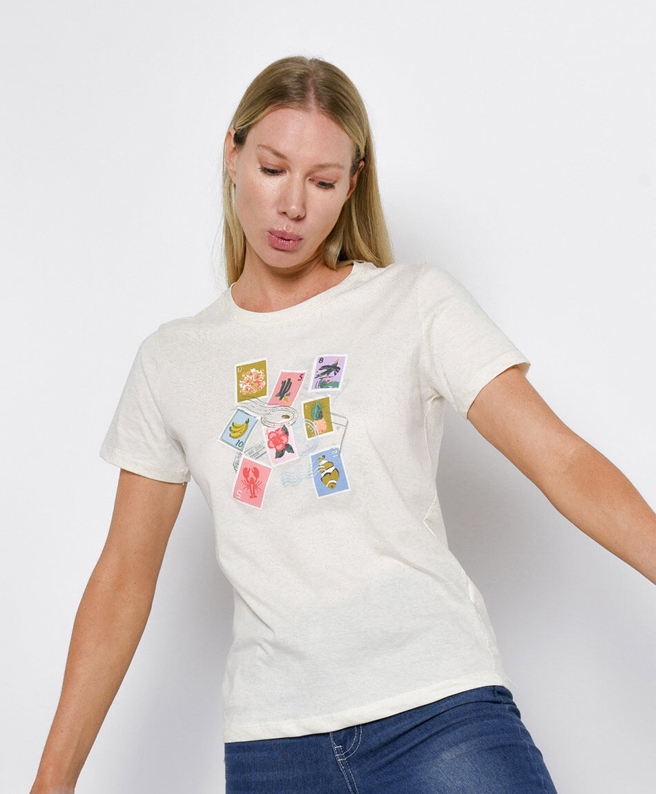 Polera mujer postal tropical
