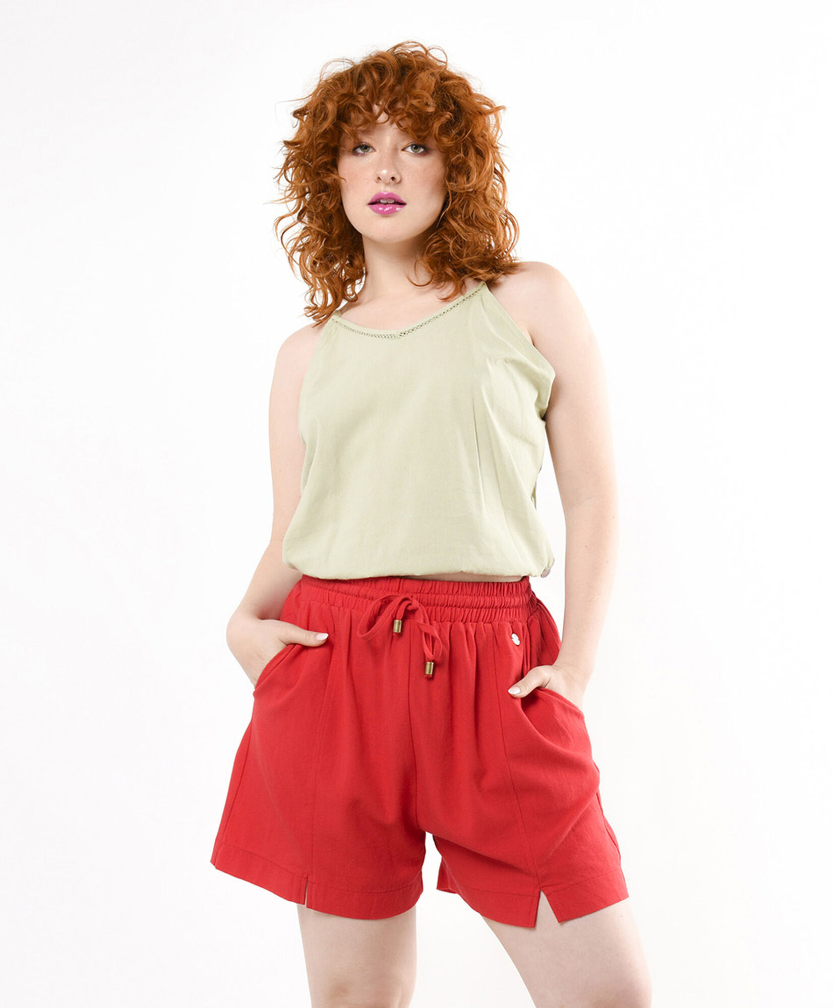 Short mujer lino rojo Short mujer lino rojo