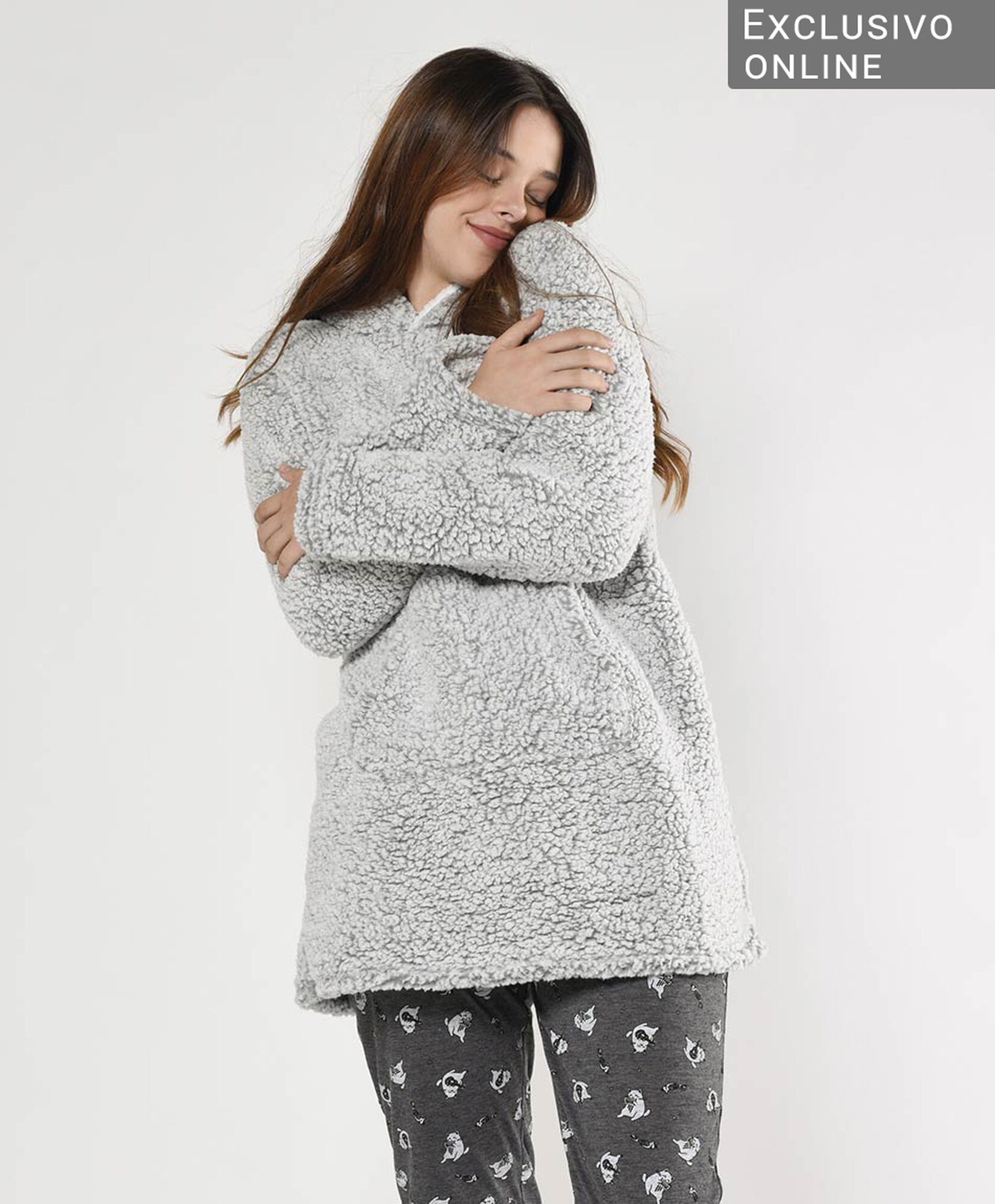 Polerón manta mujer gris Polerón manta mujer gris
