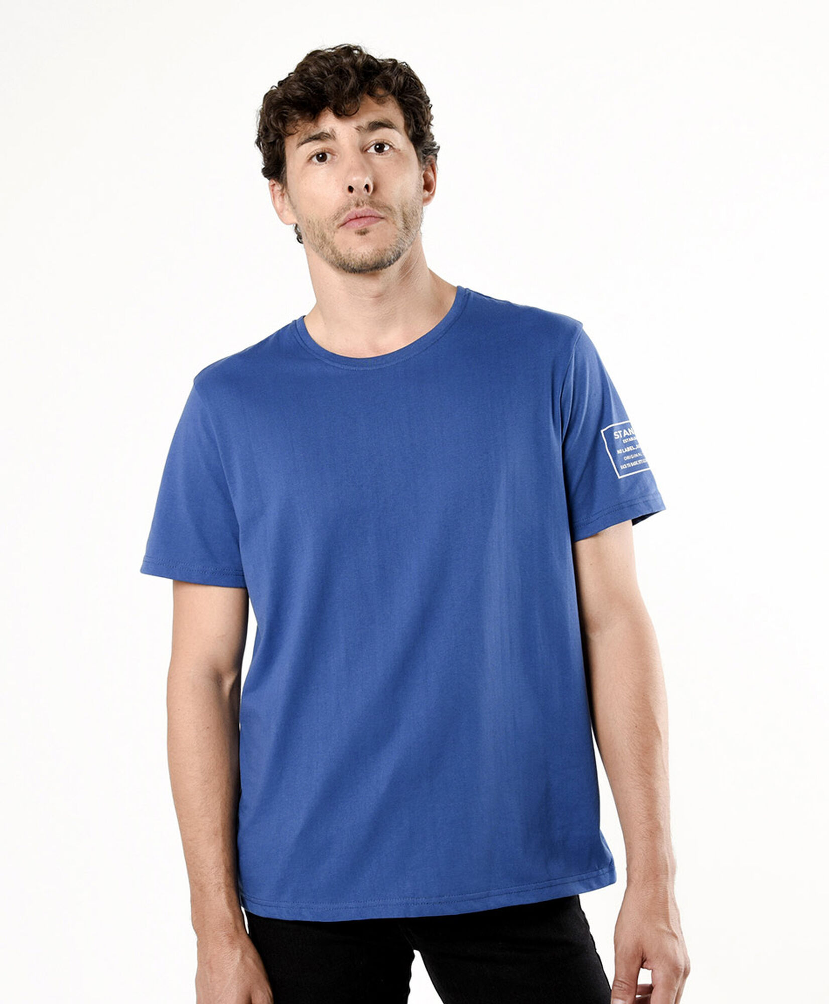 Polera hombre lisa manga estampada Polera hombre lisa manga estampada