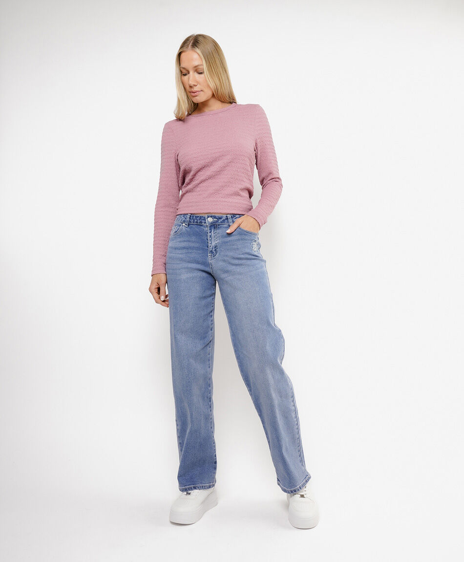 Jeans mujer orqu&iacute;dea bordada