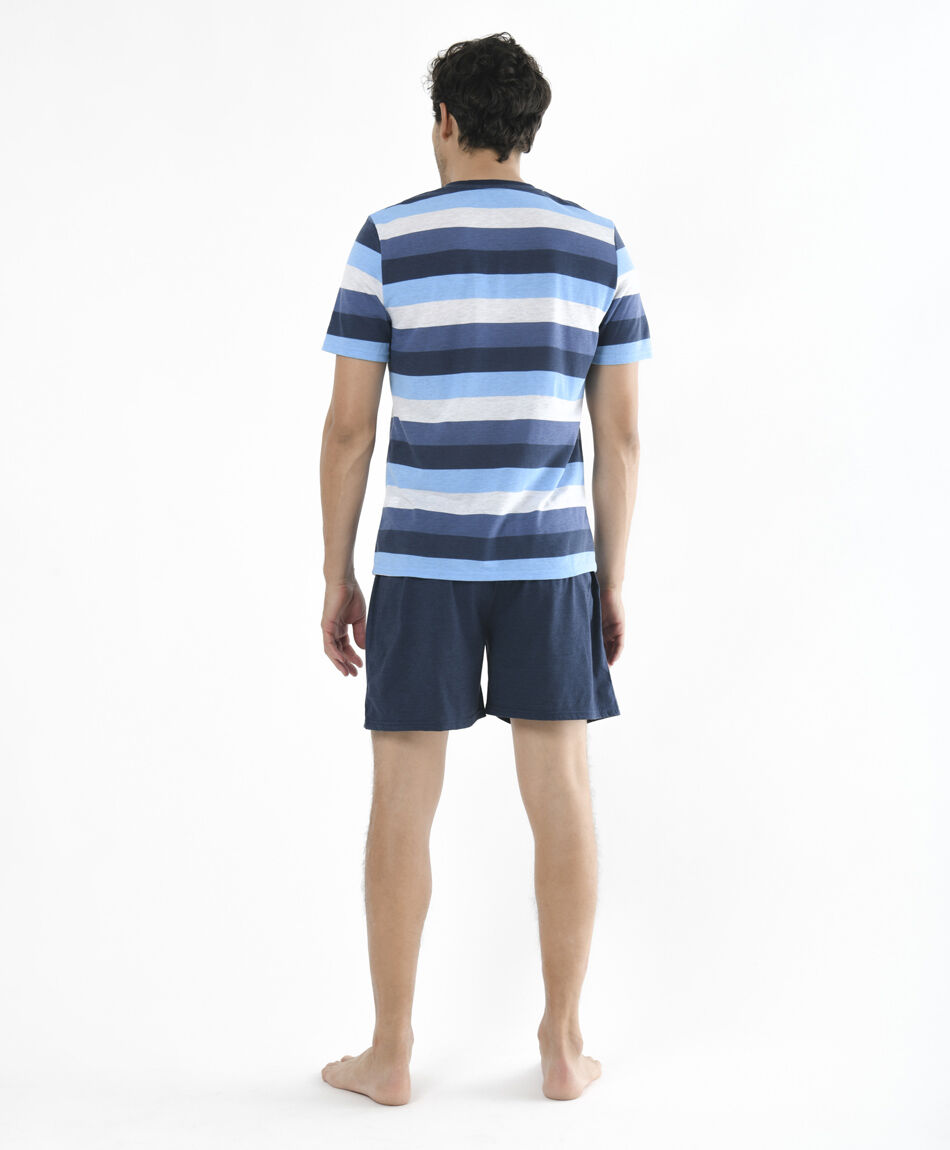 Pijama hombre jaspeado franjas 2 piezas