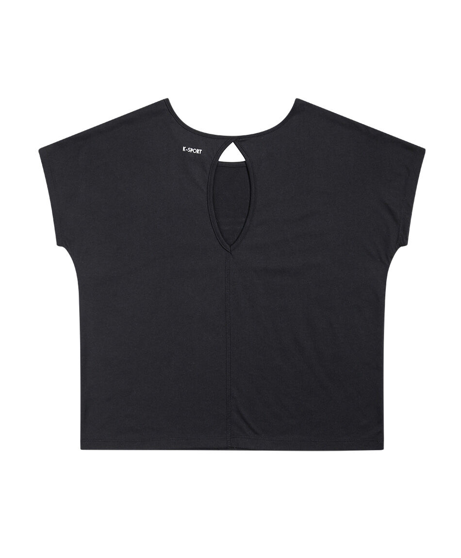 Polera deportiva mujer manga casquillo black