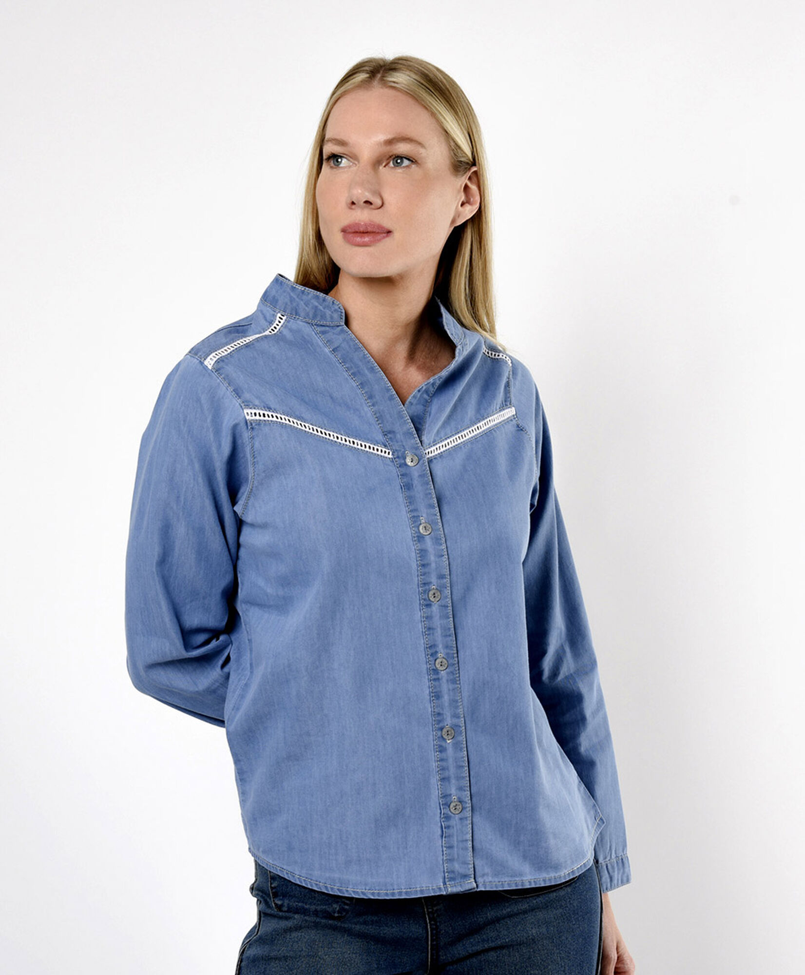 Blusa mujer denim encaje Blusa mujer denim encaje