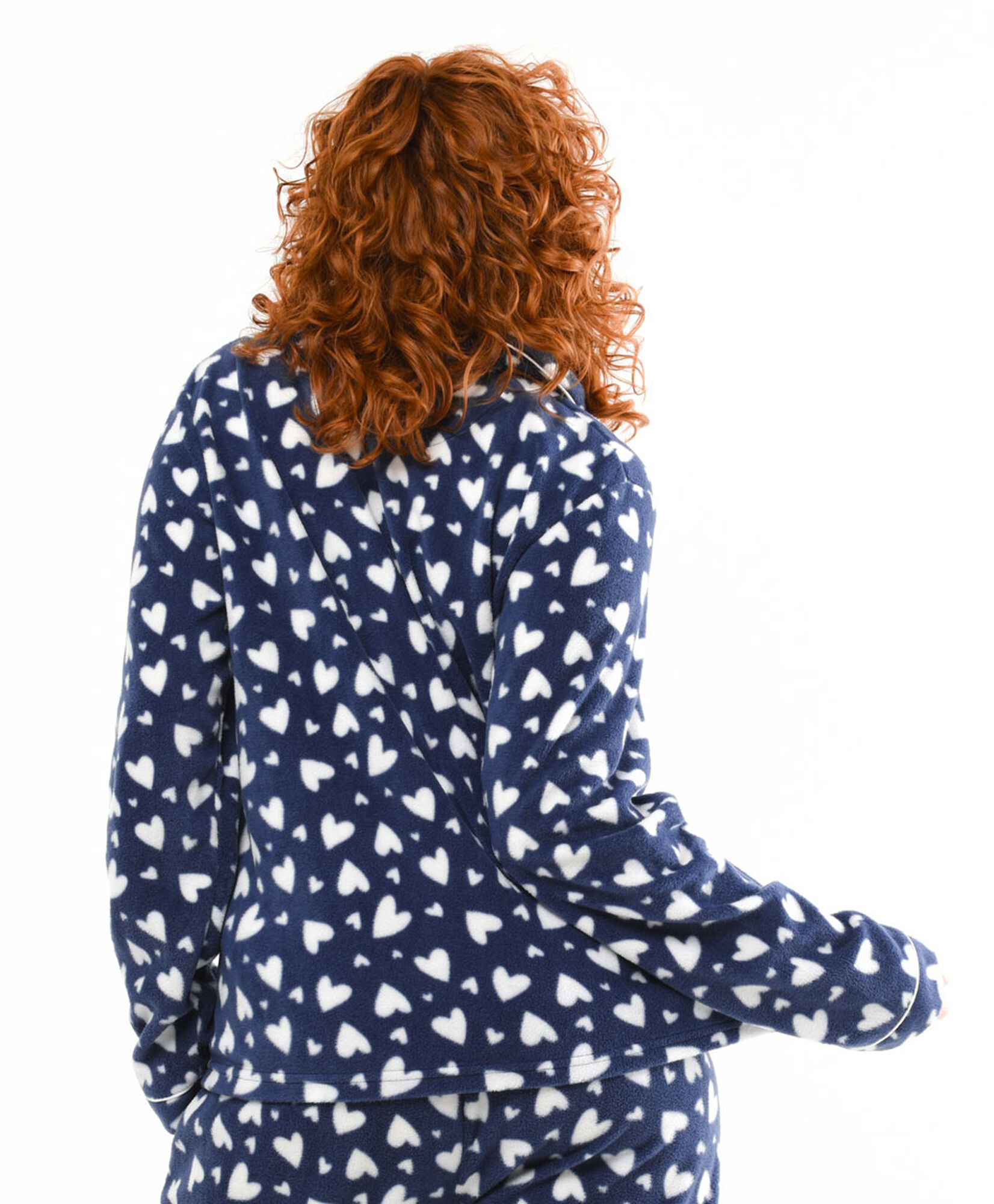 Pijama mujer polar camisero corazones Pijama mujer polar camisero corazones