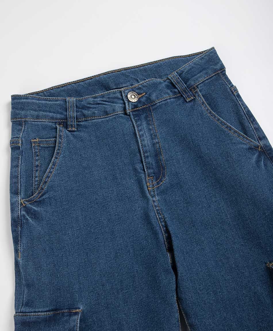 Jeans ni&ntilde;o cargo pretina