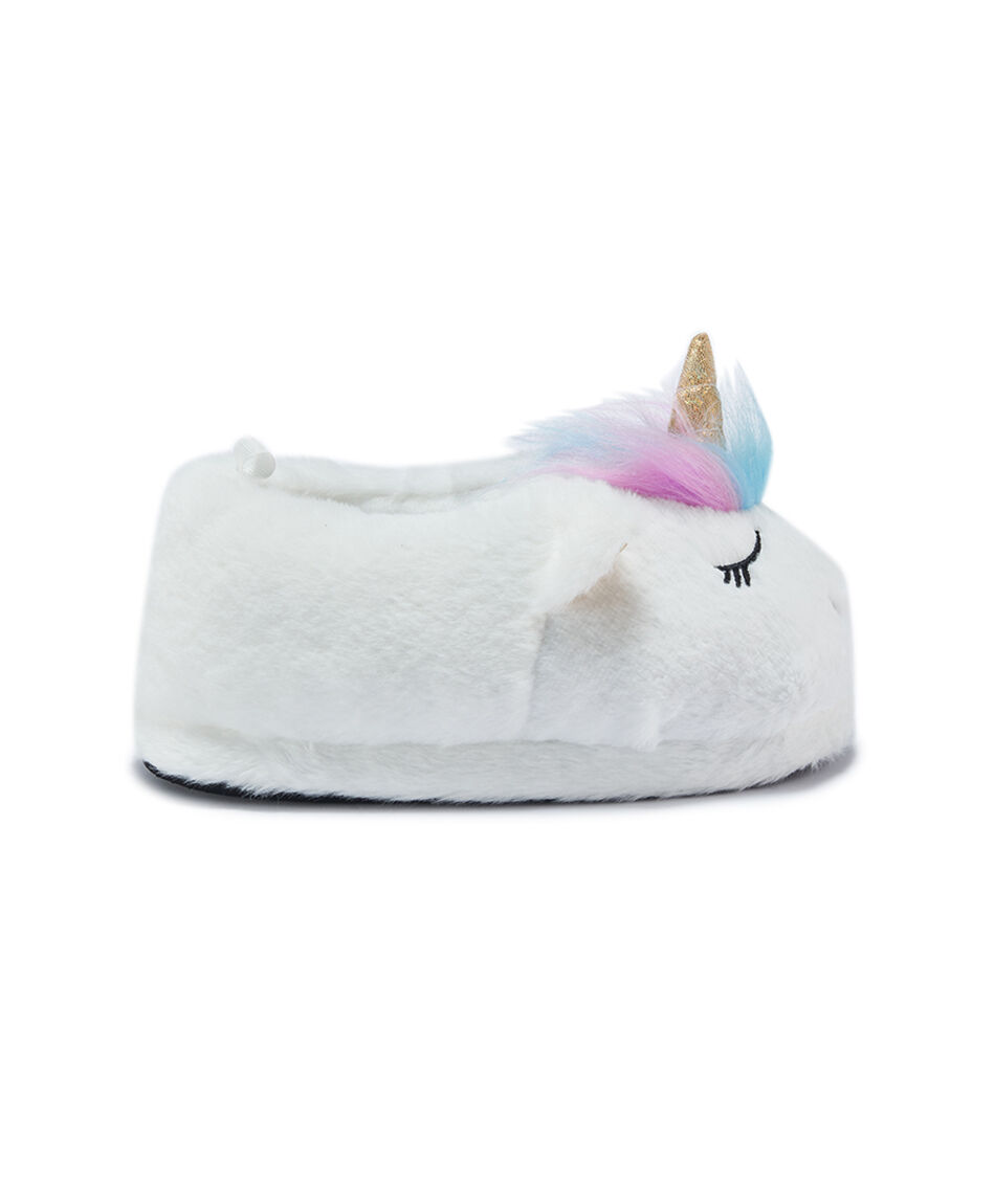 Pantufla ni&ntilde;a peluda unicornio