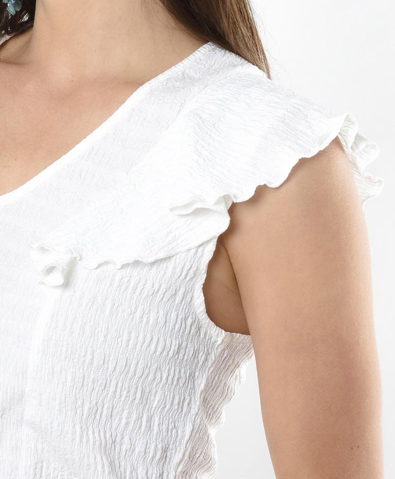Polera mujer vuelos blanca Polera mujer vuelos blanca