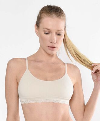 Bralette mujer seamless acanalado escote redondo