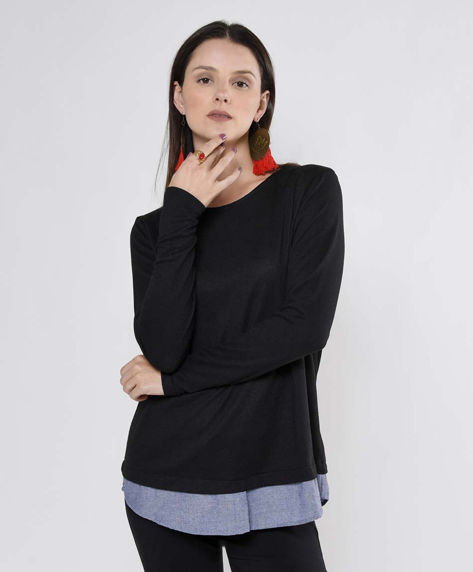 Polera mujer abertura espalda oversize Polera mujer abertura espalda oversize