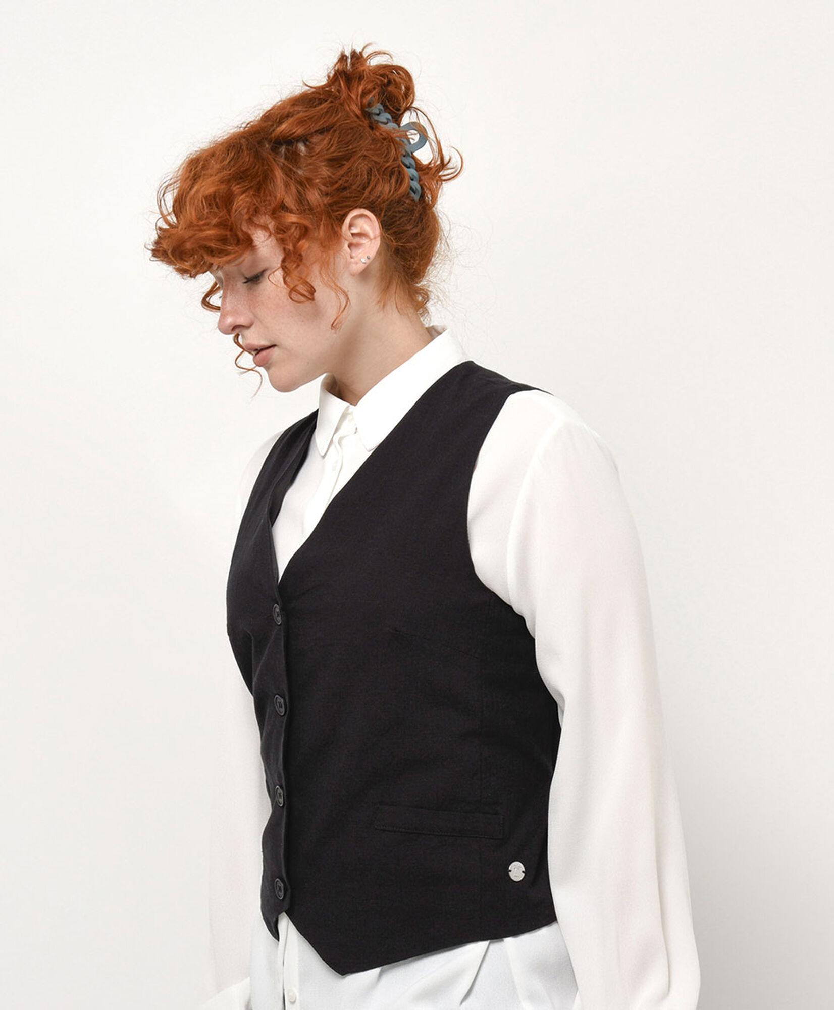 Vest mujer negro lino Vest mujer negro lino