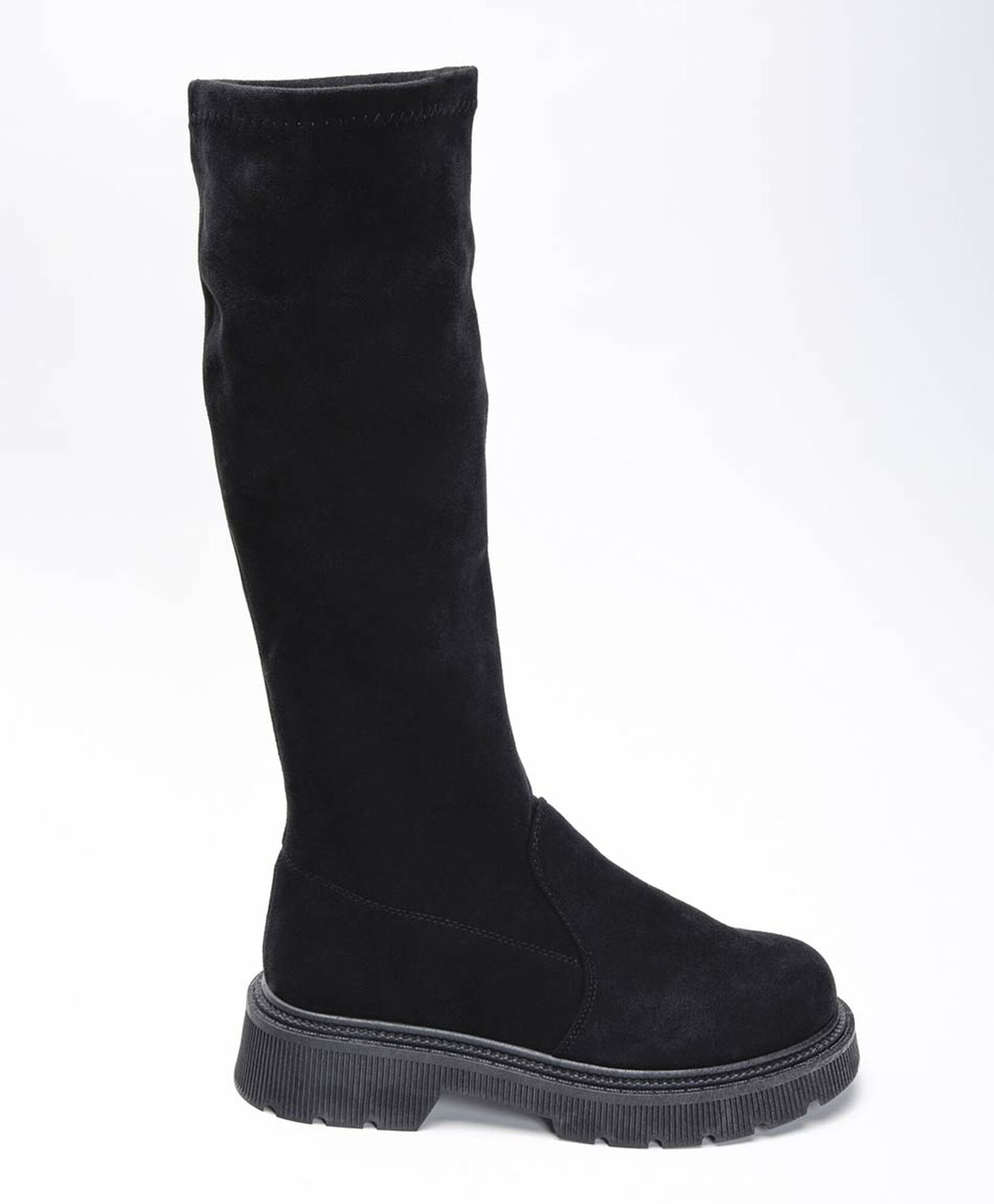 Bota alta mujer gamuza taco cuadrado Bota alta mujer gamuza taco cuadrado