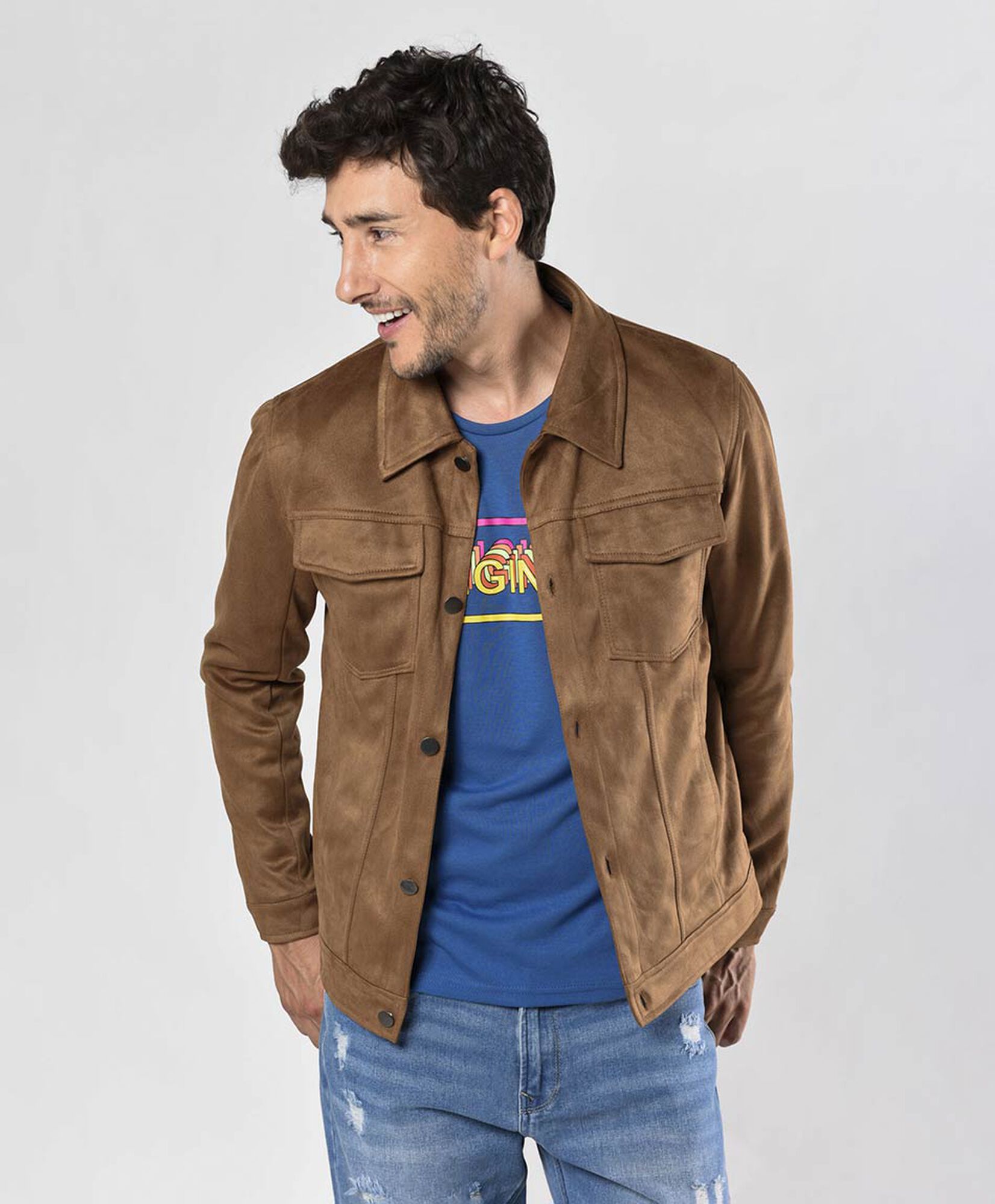 Chaqueta hombre gamuza con bolsillos Chaqueta hombre gamuza con bolsillos