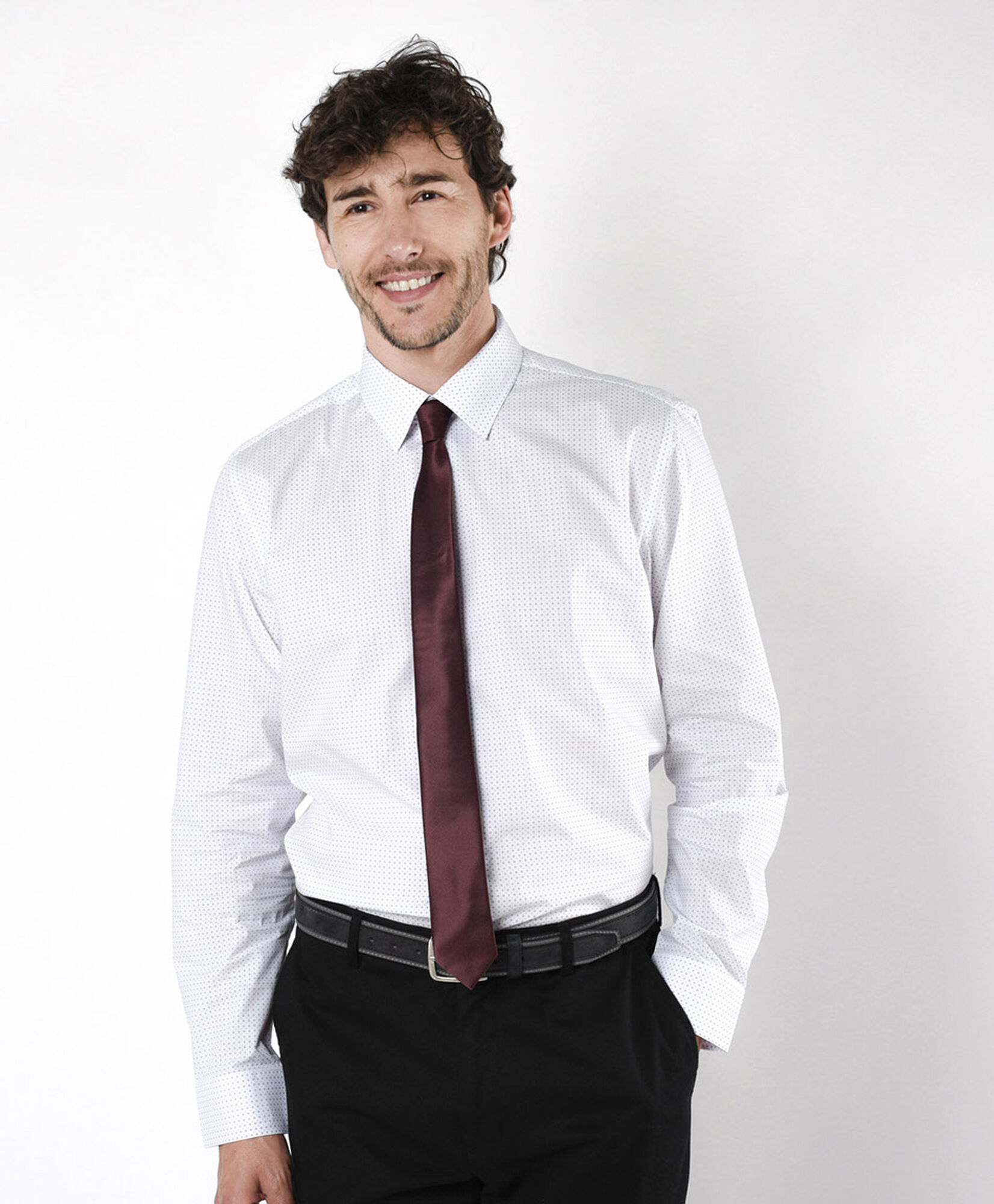 Camisa hombre puntitos blanca Camisa hombre puntitos blanca