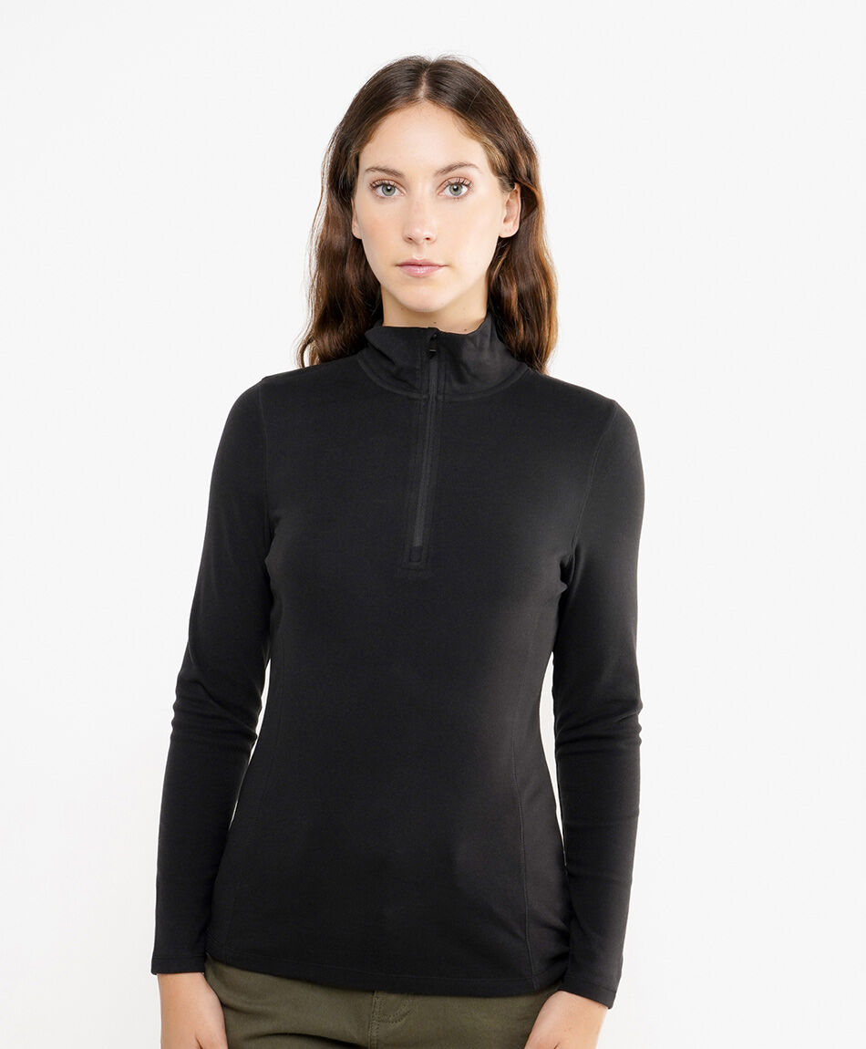 Polera mujer micro zipper negro