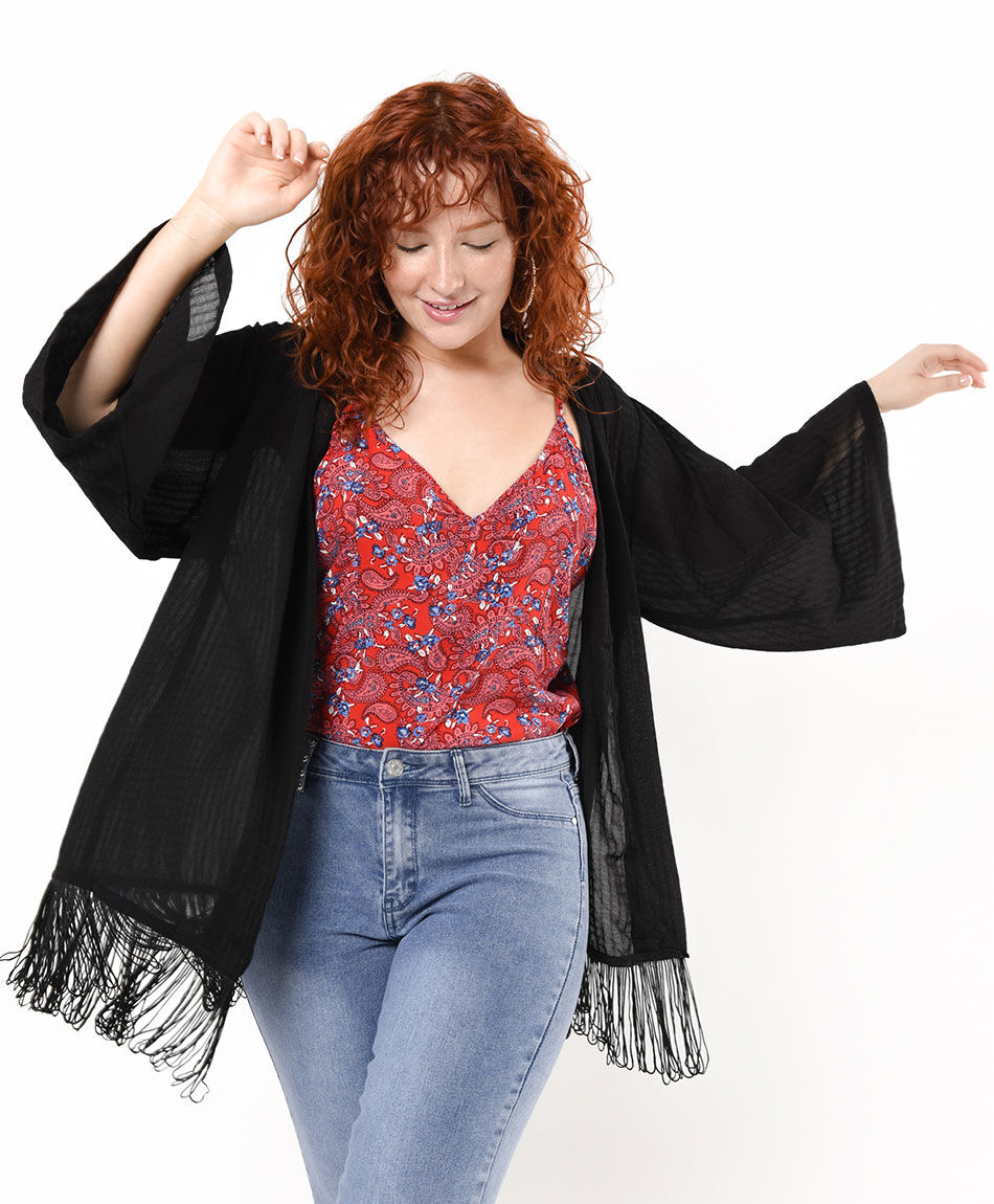 Kimono mujer flecos
