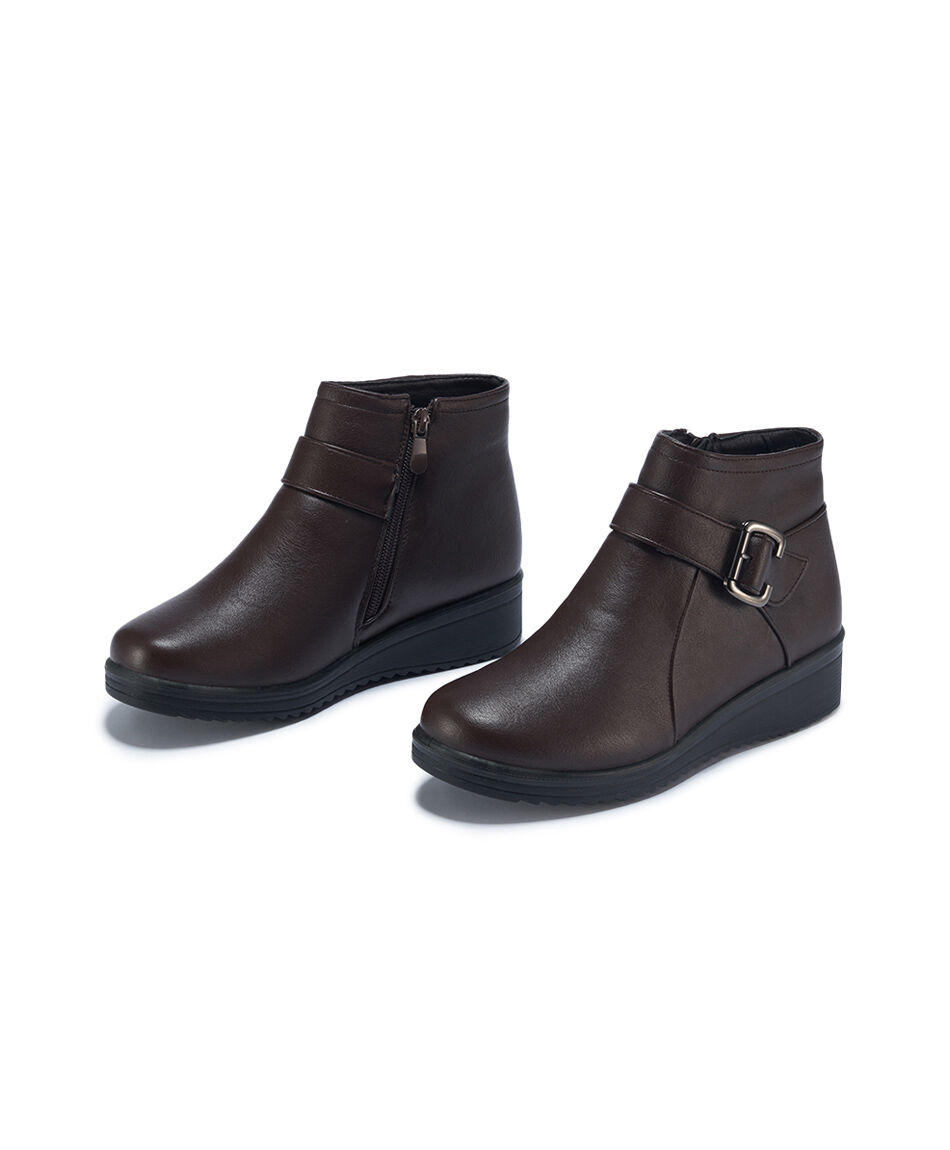 Bot&iacute;n mujer casual hebilla caf&eacute;