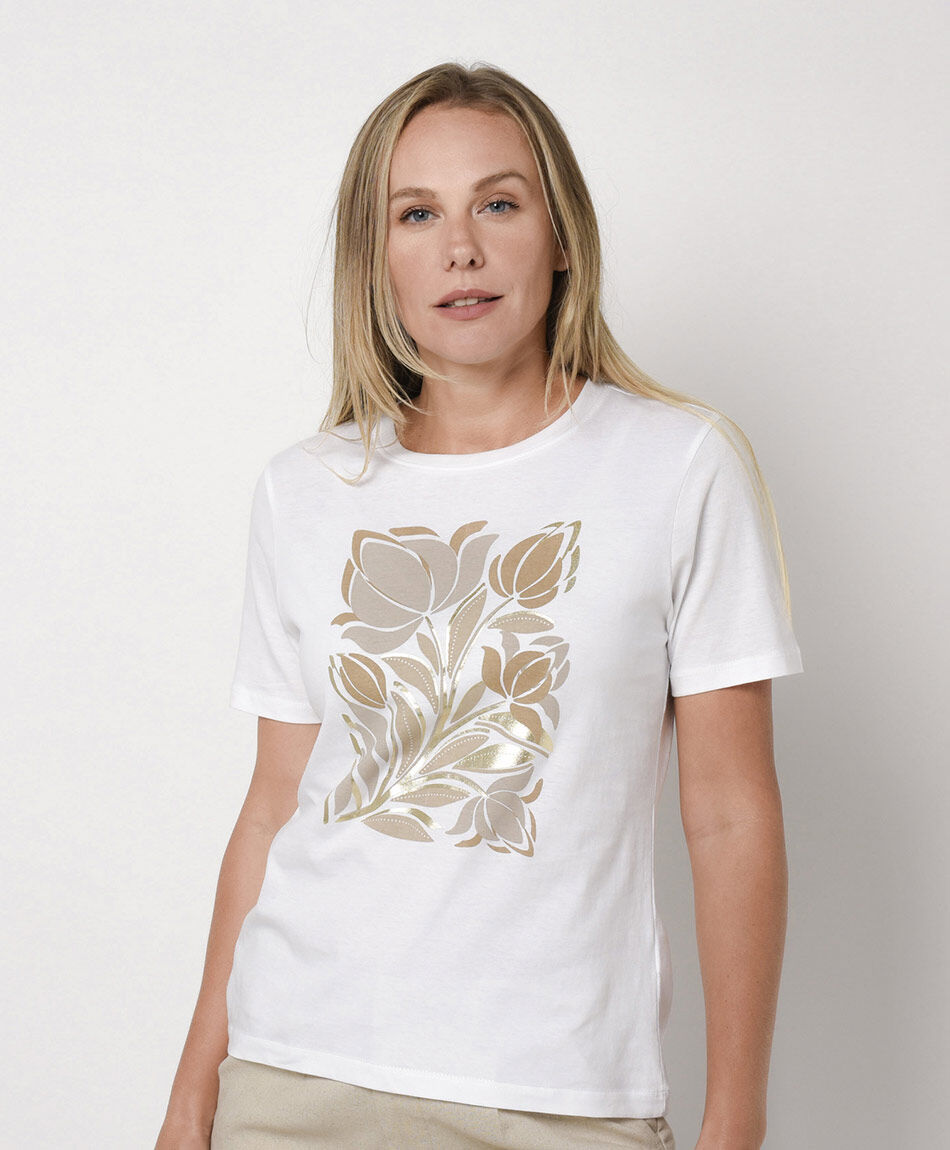 Polera mujer flores gold